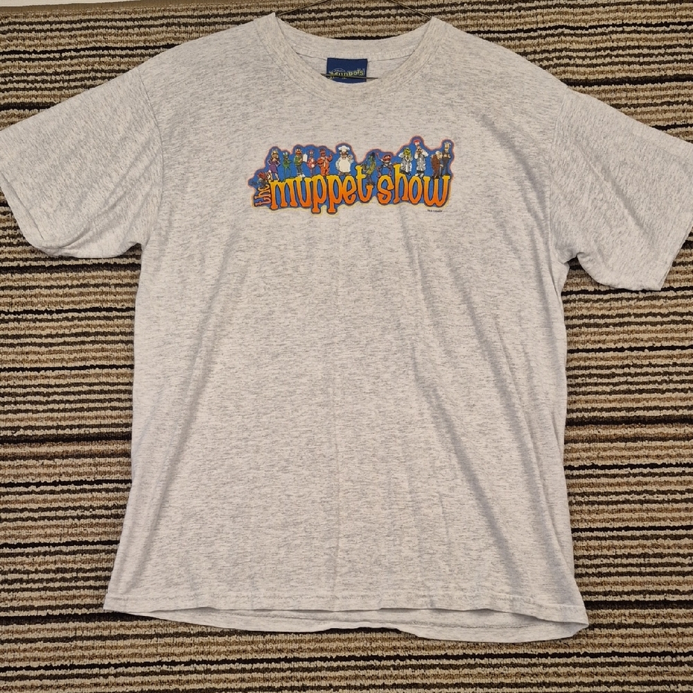 MUPPET SHOW Jim Henson Cotton Blend‎ Grey Mens Large Short Sleeve T Shirt Y2K